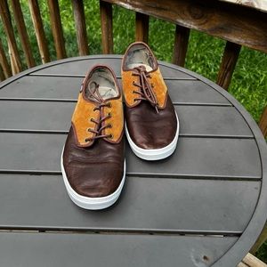 Mens brown leather and corduroy vans